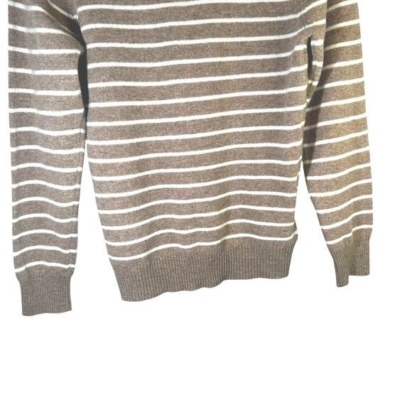 NWT Liny Xin Womens Superfine Merino Wool Striped Crew Neck Sweater Brown Medium - Picture 7 of 11